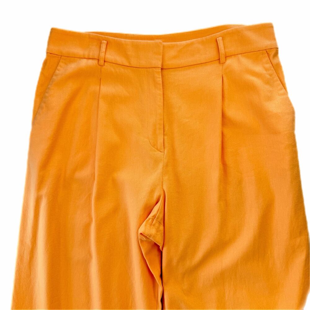 LOFT The Peyton Pastel Orange Cotton Linen High Rise Wide Leg Trouser Pants - Picture 5 of 9